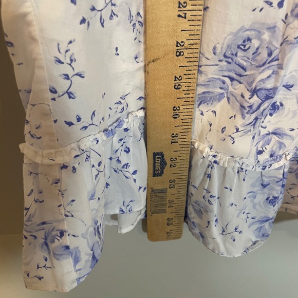 EILEEN WEST Floral Cotton Lawn Chemise Women's Nightgown L Blue Floral Pockets - Picture 4 of 7